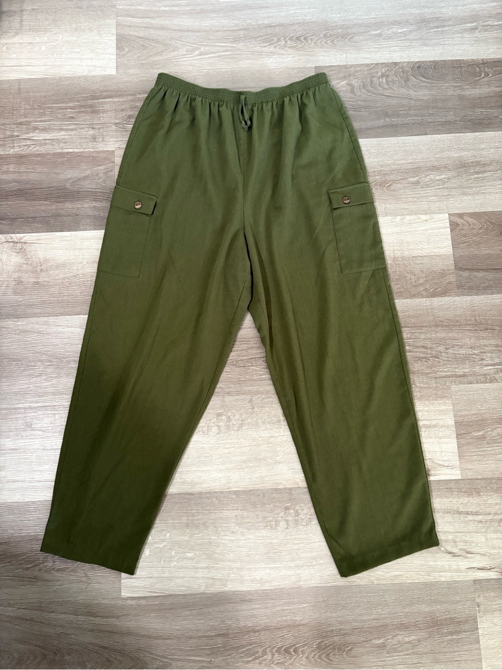Teddi Olive Green Casual Cargo Drawstring Pants